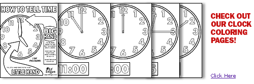 Time telling coloring pages